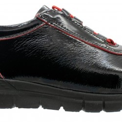 Ανατομικό Sneaker Μαύρο-Κόκκινο Δερμάτινο Lazar Luca